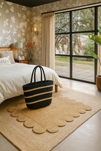 Bohemian Style Jute Area Rug Novelty Shape Flat Pile Non Slip Living Room Floor Mat Organic Material Hand Braided - Product Image 4