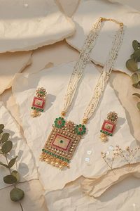 Ensemble collier et boucles d'oreilles en alliage plaqué or, inspiré du Bollywood indien, bijoux ethniques pour femmes, pour mariage, dernier design - Product Image 3