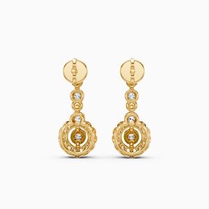 18k Gold Classic <b>Dangle</b> Crystal Drop <b>Earrings</b> Round Cluster Jewelry for Wedding Party - Product Image 2