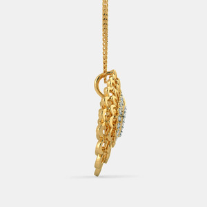 Yellow Gold Layered Floral Teardrop Lab Grown Diamond Pendant Necklace - Product Image 6