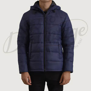 Veste d'hiver pour homme en bleu marine, épaisse et chaude, avec capuche, parka matelassée coupe-vent, veste à bulles pour l'extérieur - Product Image 1