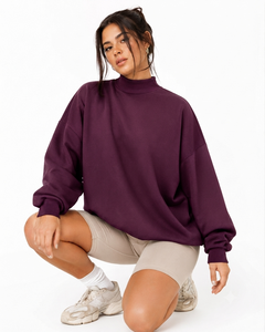 Women's Oversized Mockneck Sweatshirt Heavy Cotton Fleece Blank Apparel Custom Logo Streetwear Essential - Product Image 1