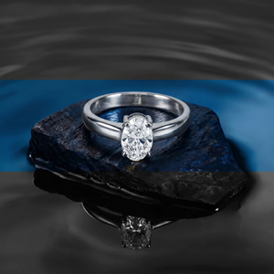 Anillo de Compromiso Solitario con Diamante Cultivado en Laboratorio, Corte Ovalado, Oro Blanco, Anillo de Promesa Minimalista, Anillo de Novia, Joyería Fina, Regalo - Product Image 5