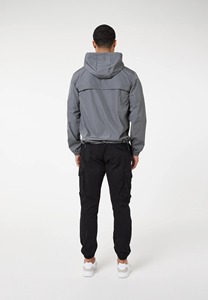 Men's Hooded Windbreaker Jacket Solid Color Zipper Closure Lightweight Polyester Autumn Casual Wear Sporty Style - Product Image 3