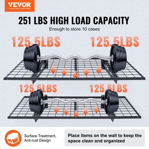 Set di 2 Scaffali da Garage Resistenti 4 x 2 Piedi, Montaggio a Parete, Capacità di Carico 502 Libbre, Totale 1004 Libbre per un Garage Efficiente - Product Image 2