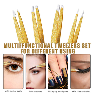 Wholesales Beauty <b>Tools</b> Professional Eyebrows <b>Makeup</b> Eyelash Tweezers Premium Eyelash Eyebrow Set of Tweezers - Product Image 4