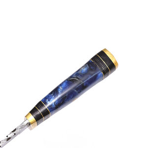 มีดทำมือ DIY OEM เหล็กดามัสกัส ทรงดรอปพอยต์ สำหรับล่าสัตว์ ด้ามลายหินอ่อนสีน้ำเงิน ตกแต่งด้วยสีทองอ่อน ใช้งานได้หลากหลาย เหมาะสำหรับตั้งแคมป์กลางแจ้ง - Product Image 5