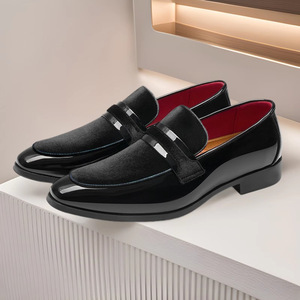 Zapatos Formales de Cuero de Alta Calidad para Hombre, Mocasines Negros Sin Cordones para Negocios, Zapatos de Vestir para Novio, Zapatos de Cuero Negros para Negocios - Product Image 1