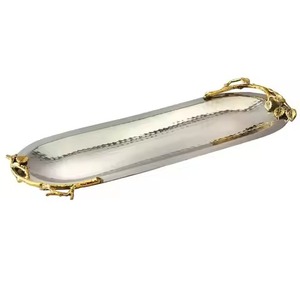 <b>Mirror</b> Finish Chocolate <b>Tray</b> Metal Dessert Plate Stainless Steel Candy Serving <b>Tray</b> Table Use - Product Image 6