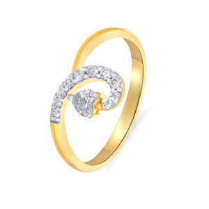 Bague solitaire en diamant étincelant en or jaune massif 18 carats, bague en or jaune 18 carats avec tourbillon de diamants - Product Image 1