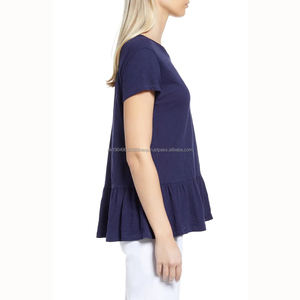 Camiseta Peplum de algodón suave personalizada para mujer - Product Image 3