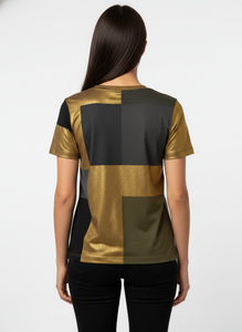Camisetas de mujer en colores dorado, gris y verde oliva, camiseta de algodón para impresión personalizada, manga corta, cuello en V. - Product Image 3