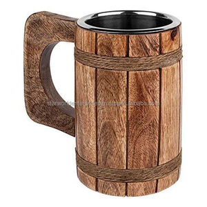 Tasse en céramique en bois d'acacia mangue faite à la main pour la cuisine de café d'ours tasses de verres de table pour l'eau potable disponible - Product Image 4