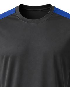 T-shirt de sport pour homme personnalisé par le fabricant, noir et bleu royal, séchage rapide, respirant, polyester, pour la gym, le fitness, la course à pied et les activités athlétiques - Product Image 6