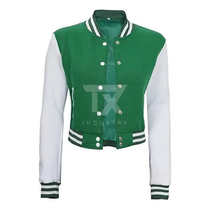 Latest Design Oversized Cropped Varsity <b>Jacket</b> Women <b>Winter</b> Wear Chenille Embroidery Patch - Product Image 4