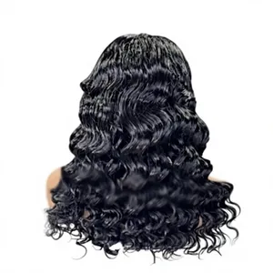 Perruque tressée bouclée style French Twist avec dentelle frontale HD, brun foncé, en cheveux synthétiques, vente en gros, prête à porter, sans colle - Product Image 3