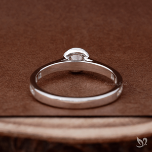 Sweet minimalist engagement <b>ring</b> 0.50ct round cut IGI certified lab grown diamond delicate bezel <b>set</b> <b>ring</b> with diamond band in w - Product Image 3