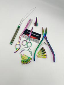 Kit de Herramientas para Extensiones de Cabello AL-FARDAN Instruments, Multicolor Arcoíris, Acero Inoxidable de Grado Quirúrgico, Gancho de Bucle, Aguja, Alicates, Cuchilla - Product Image 5