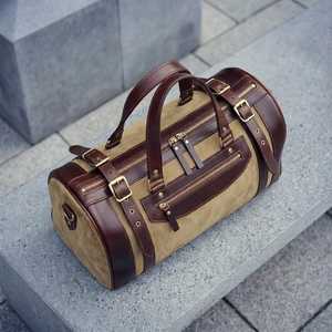 Wholesale Custom Logo Genuine Leather Canvas Travel <b>Bag</b> Large Capacity Heavy Duty <b>Waterproof</b> <b>Duffel</b> Luggage LCTB-0024 - Product Image 4
