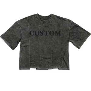 T-shirt Homme Streetwear Personnalisé 2026 en Molleton Épais 300 g/m² Effet Délavé au Soleil et Acide Coupe Boxy Courte - Product Image 1