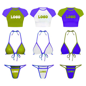 Ensemble bikini 2 pièces tendance pour femmes, couleur unie, imprimé numérique, vêtements de plage, maillots de bain, tenue sexy, bonne qualité, mode féminine - Product Image 2