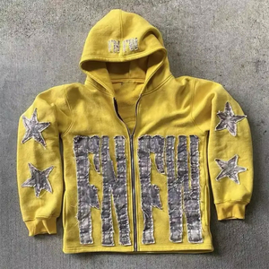 Sweat à capuche pour homme hiver, brodé effet vieilli, 100% coton, style streetwear personnalisé, coupe ample, meilleure vente, offre ODM - Product Image 2