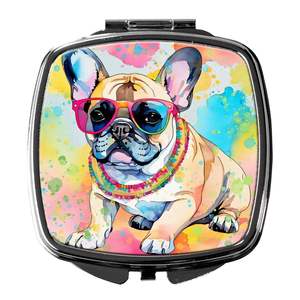 <b>French</b> <b>Bulldog</b> Hippie Dawg Compact Folding Handheld Makeup Mirror Decorative Travel Mirror for Women Girls Pocket-sized <b>Gifts</b> - Product Image 1