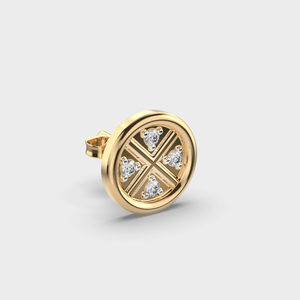 IGI Certified Lab Grown Diamond Geometric Round Stud <b>Earrings</b> 14K Yellow / White / Rose Gold Minimalist Diamond <b>Earrings</b> - Product Image 2