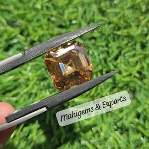 Moissanita de 15 mm, corte Asscher, color amarillo intenso, hecha a mano, piedra preciosa suelta - Product Image 4