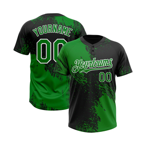 เสื้อเบสบอลแบบซับลิเมชั่นสั่งทำพิเศษสำหรับผู้หญิง สีเขียว-ดำ ชื่อทีม 00 ระบายเหงื่อได้ดี แขนสั้น ทรงปกติ เสื้อผ้าฤดูร้อน - Product Image 3