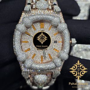 Montre de luxe Pahal Jewels avec diamants, boîtier tonneau 43 mm, acier inoxydable, quartz analogique, unisexe, bijoux de mode - Product Image 5