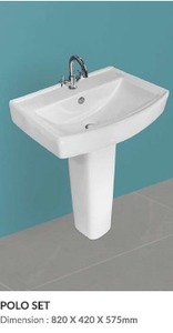 WASH <b>BASIN</b> WITH PADESTAL 820X420X585mm SIZE DIFFERENT SIZE - Product Image 3
