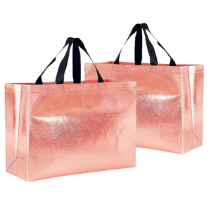 Bolsas de tela no tejida personalizadas al por mayor con logotipo y laminación metálica dorada y plateada - Suministradas por fábrica vietnamita. - Product Image 2