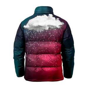 Women's Gradient <b>Quilted</b> Puffer <b>Jacket</b> With Cloud Print Zipper Closure Full Sleeve Thick Winter Outerwear - Product Image 2