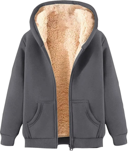 Sweat à capuche oversize zippé pour femme, doublé polaire, chaud, avec poches, style Y2K, pour l'hiver - Product Image 4
