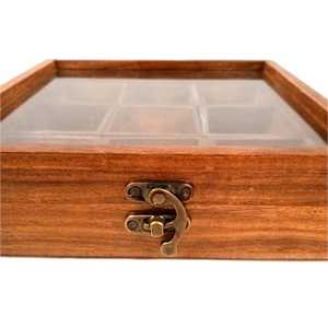 Export Quality <b>Wooden</b> Masala <b>Box</b> with Lid Kitchen Spice Storage Organizer - Product Image 5