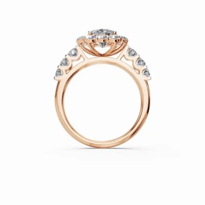 Anillo de Compromiso con Halo de Diamantes Cultivados en Laboratorio en Oro Rosa de 14K, Certificado IGI, Anillo Nupcial de Lujo - Product Image 3
