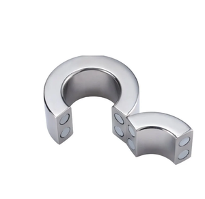 แหวนโลหะแม่เหล็กสีเงินแบบวงแหวนเปิดสำหรับอุปกรณ์ BDSM - Product Image 4