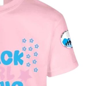 Women's Pink Black Girl Magic Embroidered T <b>Shirt</b> with Blue Lettering Crown and <b>Star</b> Design Short Sleeve Crew Neck Casual - Product Image 3