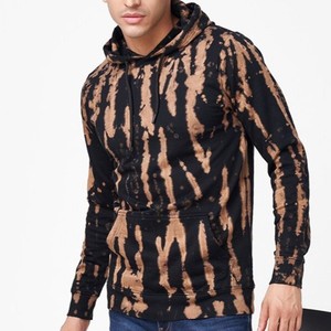 Sweat-shirt à capuche pour homme 100% coton tie-dye, coupe ample, tricoté, style décontracté hiver, avec poche avant, streetwear - Product Image 1