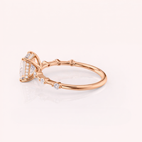 Bague de fiançailles en diamant de laboratoire taille princesse certifiée IGI, or blanc/rose et or jaune 14 carats, avec pierres latérales en diamant, bague de mariée