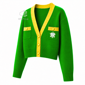 เสื้อคาร์ดิแกนสตรี Chi Eta Phi Sorority ปักลายตราสัญลักษณ์ คอวี ติดกระดุม ผ้าถักอะคริลิก เสื้อสเวตเตอร์สำหรับนักศึกษา เสื้อคลุม - Product Image 2