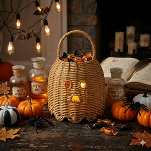 Cesta de Mimbre Hecha a Mano con Forma de Fantasma Espeluznante para Halloween, Portavelas y Cesta de Almacenamiento para Fiestas, Venta al por Mayor desde Vietnam - Product Image 5