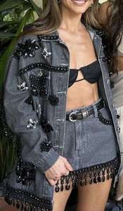 Ropa de mezclilla para mujer: Top de mezclilla, Vestido de mezclilla, Conjunto de coordinación de mezclilla, Adornos y bordados, Mezclilla de lavado oscuro. - Product Image 4