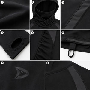 Haut de maillot de bain intégré avec capuche hijab, manches longues, résistant au chlore, UPF 50+, tunique burkini - Product Image 6