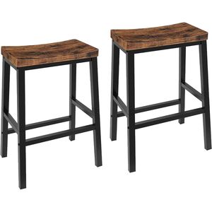 Juego de 2 Taburetes de Bar Industriales de 23.6 Pulgadas, Asientos para Barra de Cocina con Reposapiés, Diseño de Silla de Montar, Sillas de Bar Cómodas para Comedor - Product Image 1