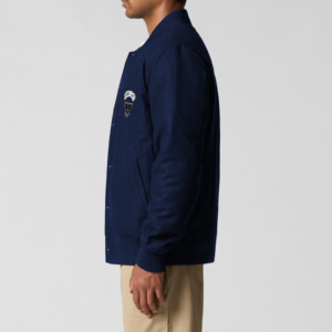 Blouson Bomber Unisexe Bleu Marine avec Broderie Thug Life, Logo Frontal, Style Preppy, Col Personnalisé, Coupe Classique, Vêtement d'Hiver Imperméable - Product Image 3