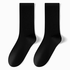 Chaussettes unisexes décontractées de couleur unie, côtelées, en coton doux et respirant, mi-mollet, pour le sport quotidien, antibactériennes, sans couture, pour hommes et femmes - Product Image 2