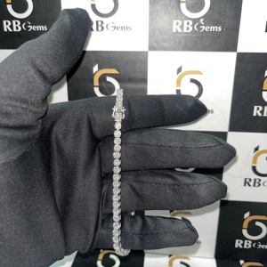 RB <b>Gems</b> Classic Round Cut Charm <b>Bracelet</b> VVS Moissanite Iced Out 925 Silver Hip Hop Style Rhodium Plated with Diamond Gift - Product Image 3