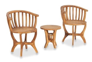 Ensemble de jardin en teck pour l'extérieur, 2 chaises avec table basse ronde, style traditionnel, meubles résistants aux intempéries - Product Image 2